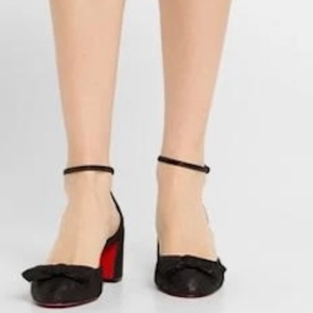 Christian Louboutin JANE BOW 55 Jacquard Marble Mary Jane Pumps Heels Shoe - Picture 4 of 16